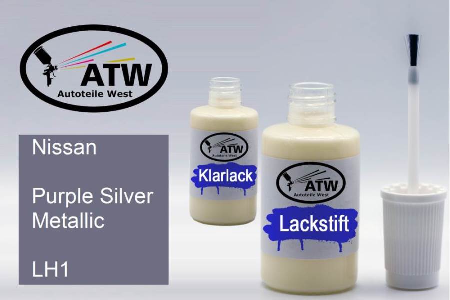 Nissan, Purple Silver Metallic, LH1: 20ml Lackstift + 20ml Klarlack - Set, von ATW Autoteile West.